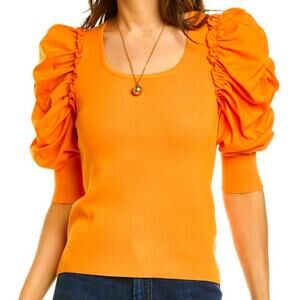 Nanette Lepore Ruched Sleeve Top Size Large NWT